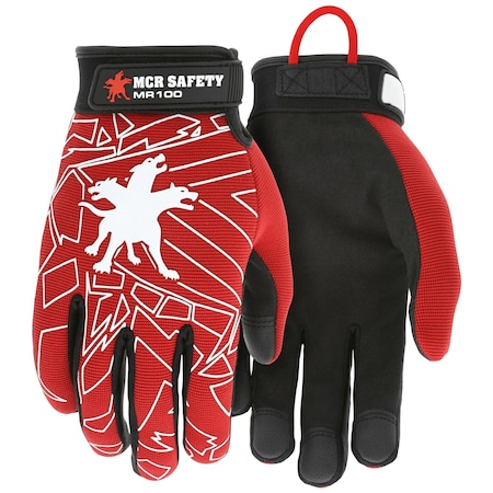 Mcr Safety Gloves, Multi-Task Red Graphic Back, M MR100M